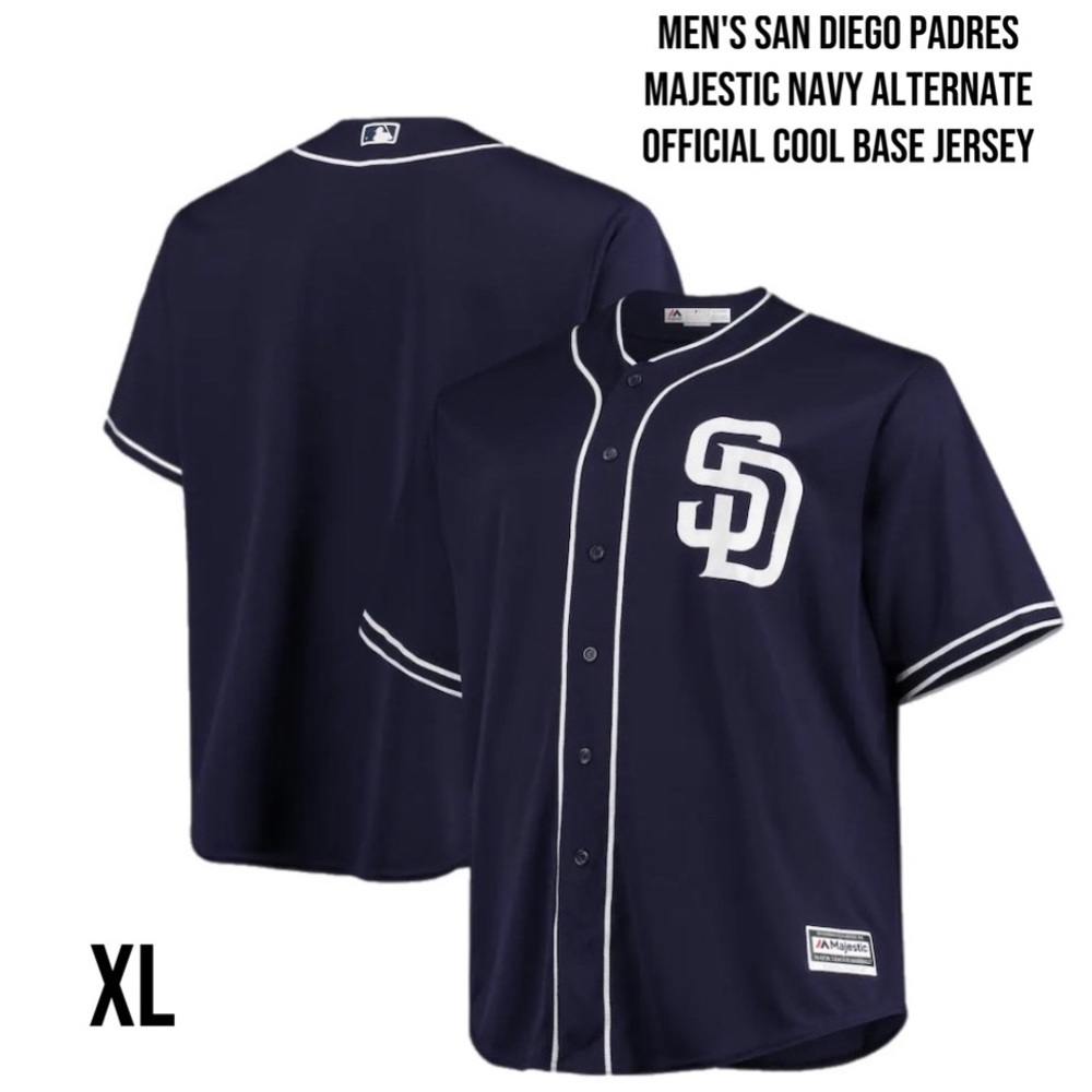 Men's San Diego Padres Majestic Navy Alternate Official Cool Base Jersey XL